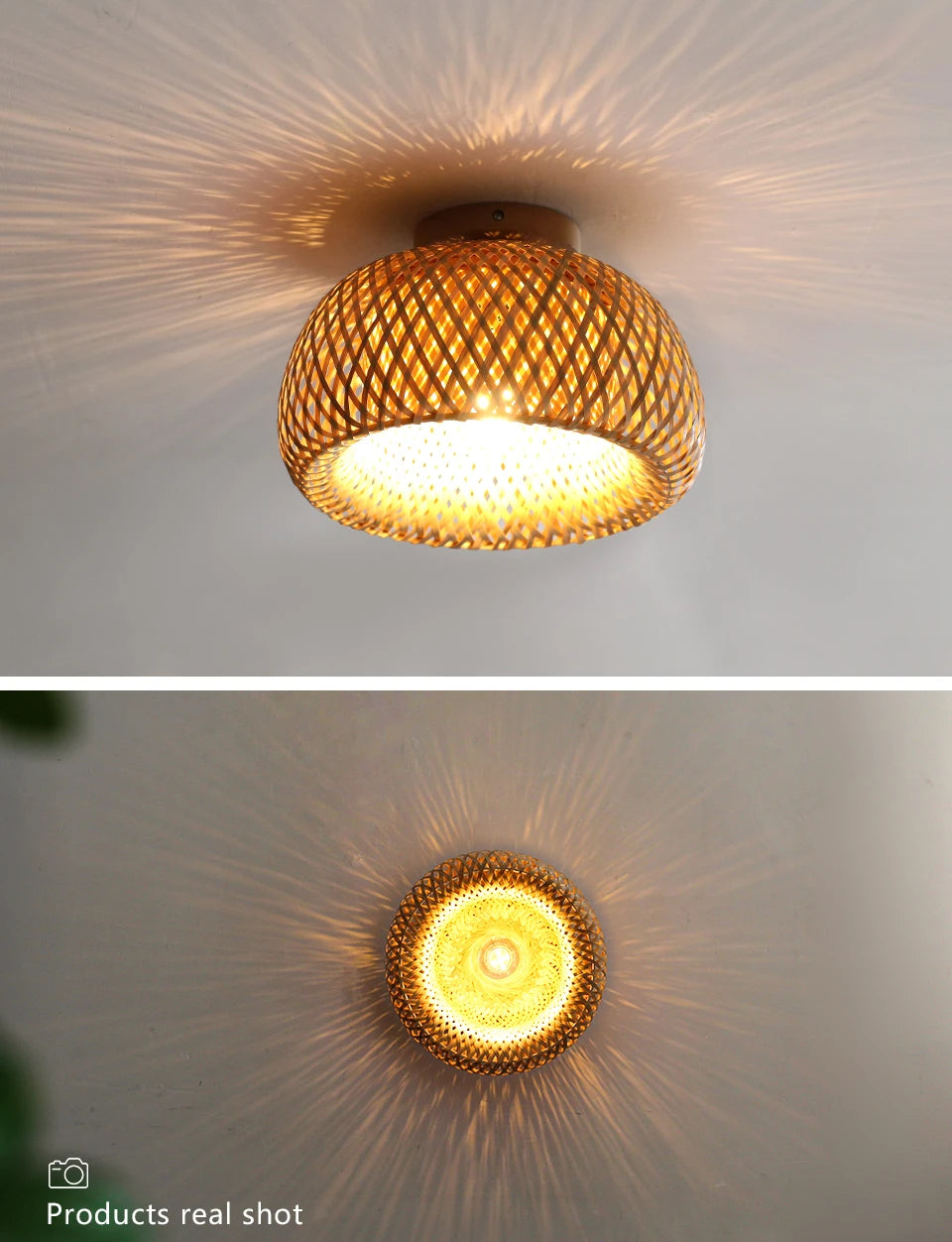 Bamboo Ceiling Lamp - Handmade Rattan Wicker Lighting for Dining, Living, and Coffee Shops