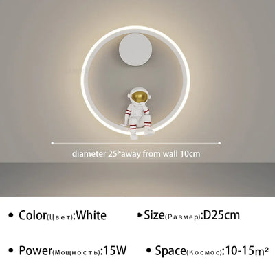 Creative Children Room LED Wall Lamp - Astronaut Themed Sconce Light