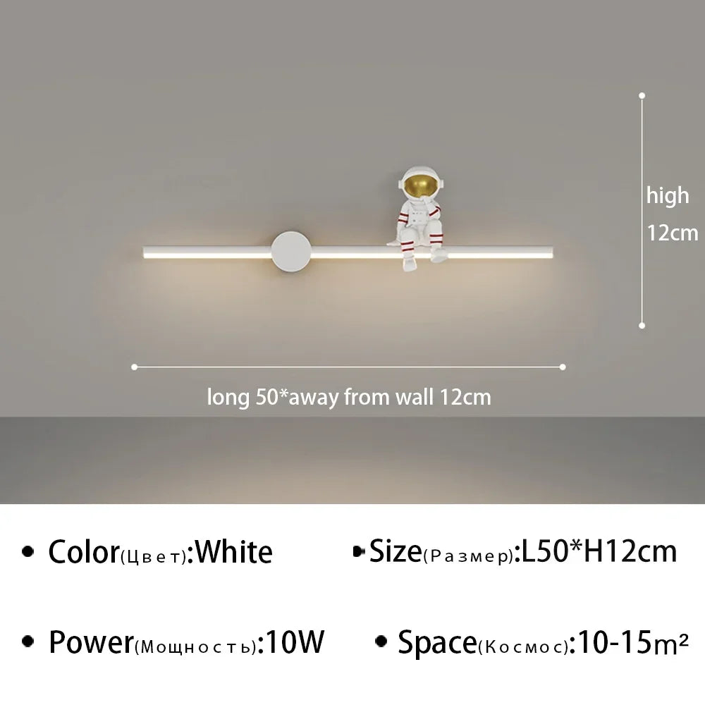 Creative Children Room LED Wall Lamp - Astronaut Themed Sconce Light