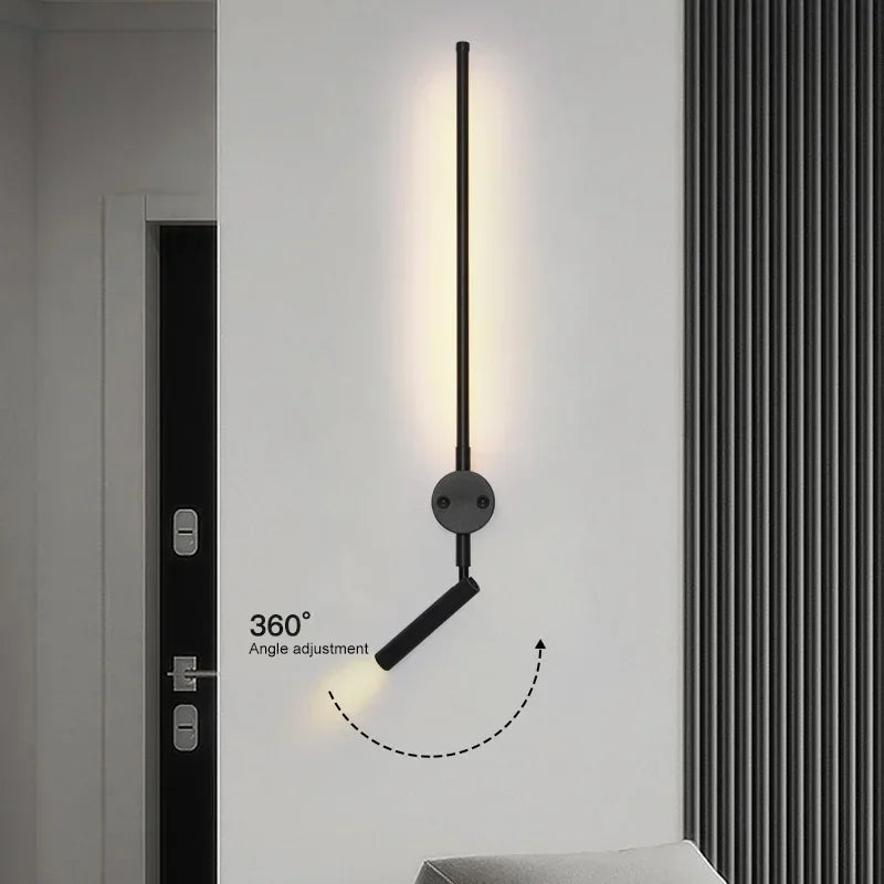 Modern LED Wall Lamp with Switch, Bedroom Stairs Hallways Dining Living Room Nordic Art Background Decor Black Lights Bathroom