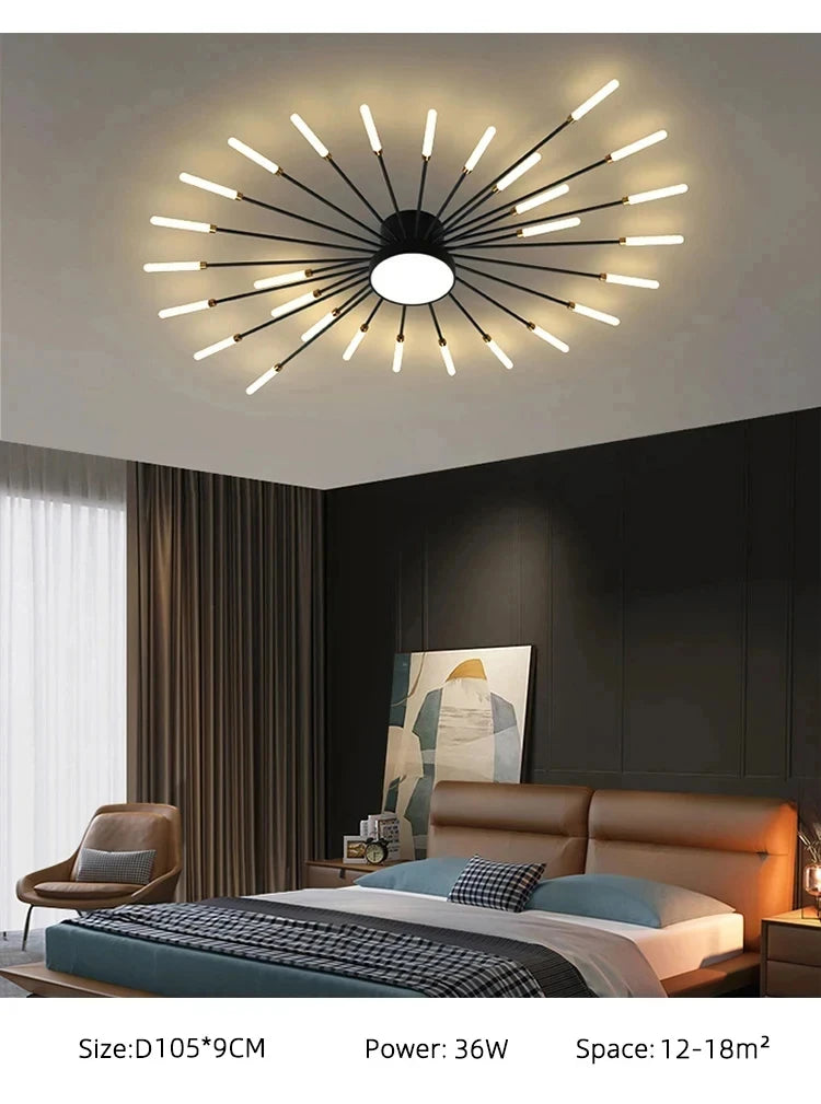 Modern Designer LED Ceiling Lamp – Creative Fireworks Art Lighting for Home Interiors