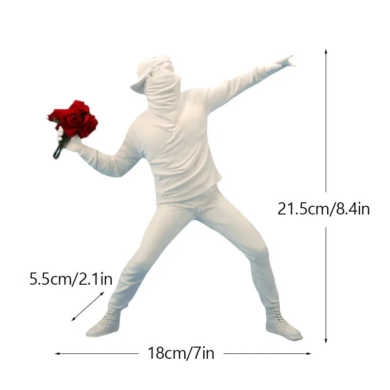 Banksy Sculpture Set – Flower Thrower & Balloon Girl Resin Decor for Home & Office