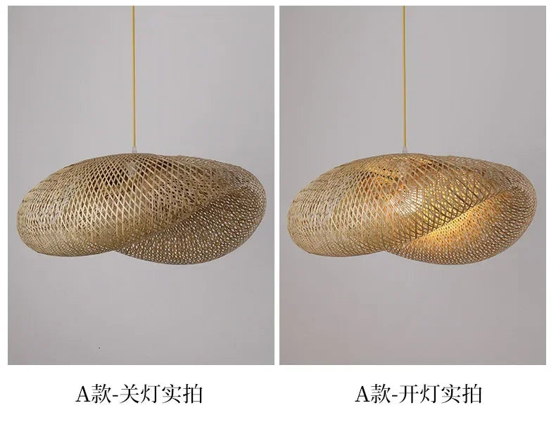 Handcrafted Rattan Bamboo Pendant Light E27 Suspension Light for Dining, Living Room, and Indoor Décor