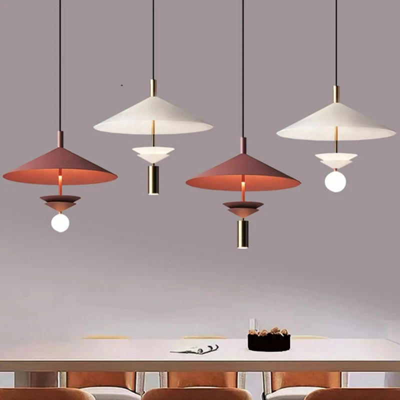 Modern Pendant Light Vibrant Orange and White Metal Fixture For Restaurant and Kitchen