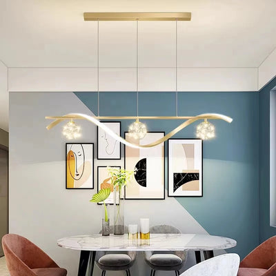 Contemporary Modern LED Smart Pendant Chandelier for Kitchen - Black and Gold Ceiling Light Fixture