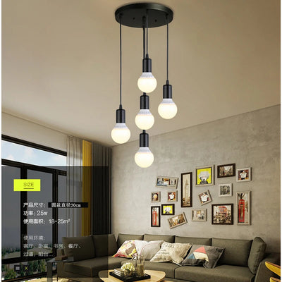 Stylish Retro Pendant Lamp - Classic Iron Black Finish, Suitable for Indoor Spaces