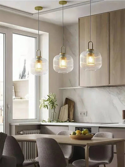 Nordic Designer Glass Stripe Pendant Lights for Kitchen, Restaurant and Dining Area