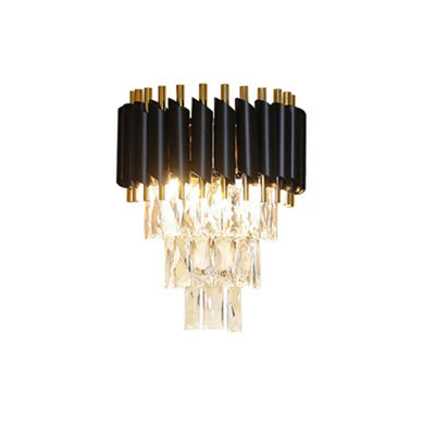 Contemporary Modern Black Crystal Wall Sconce - Elegant Illumination for Every Space, E14 Bulbs, 90-260V