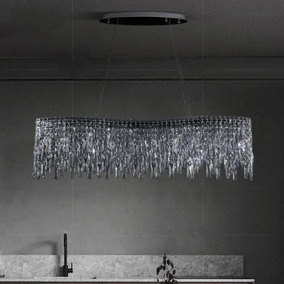 Italy Designer Luxury Chrome Chandelier K9 Crystal for Dining Room Hotel Hall Villa Bar Round Long Hanging Light Fixture Decor