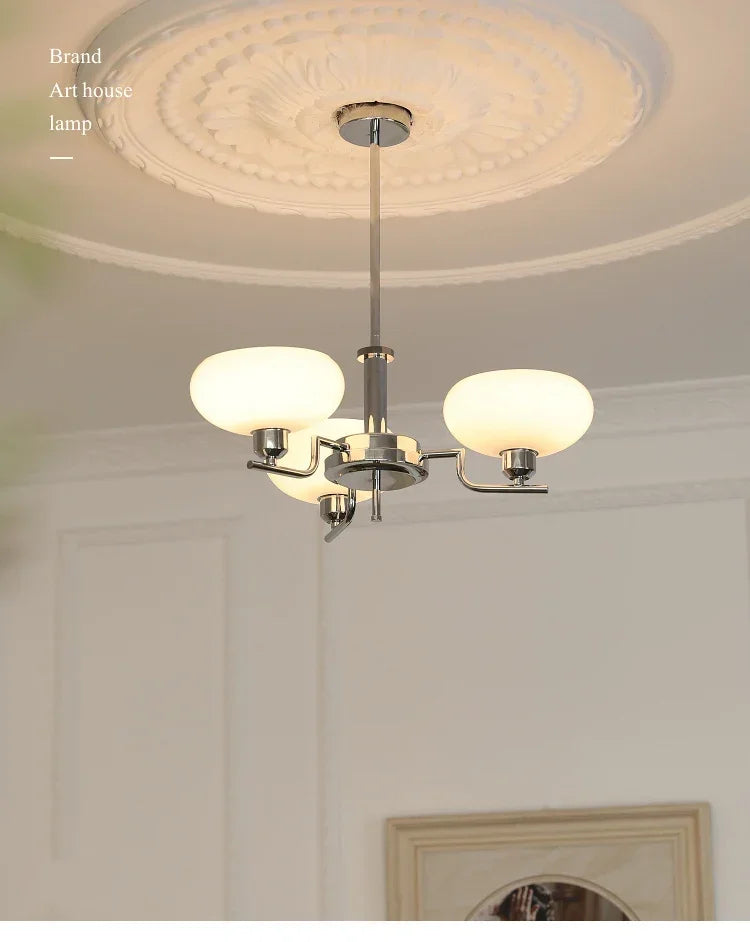 Cream Glass Medieval Living Room Chandelier