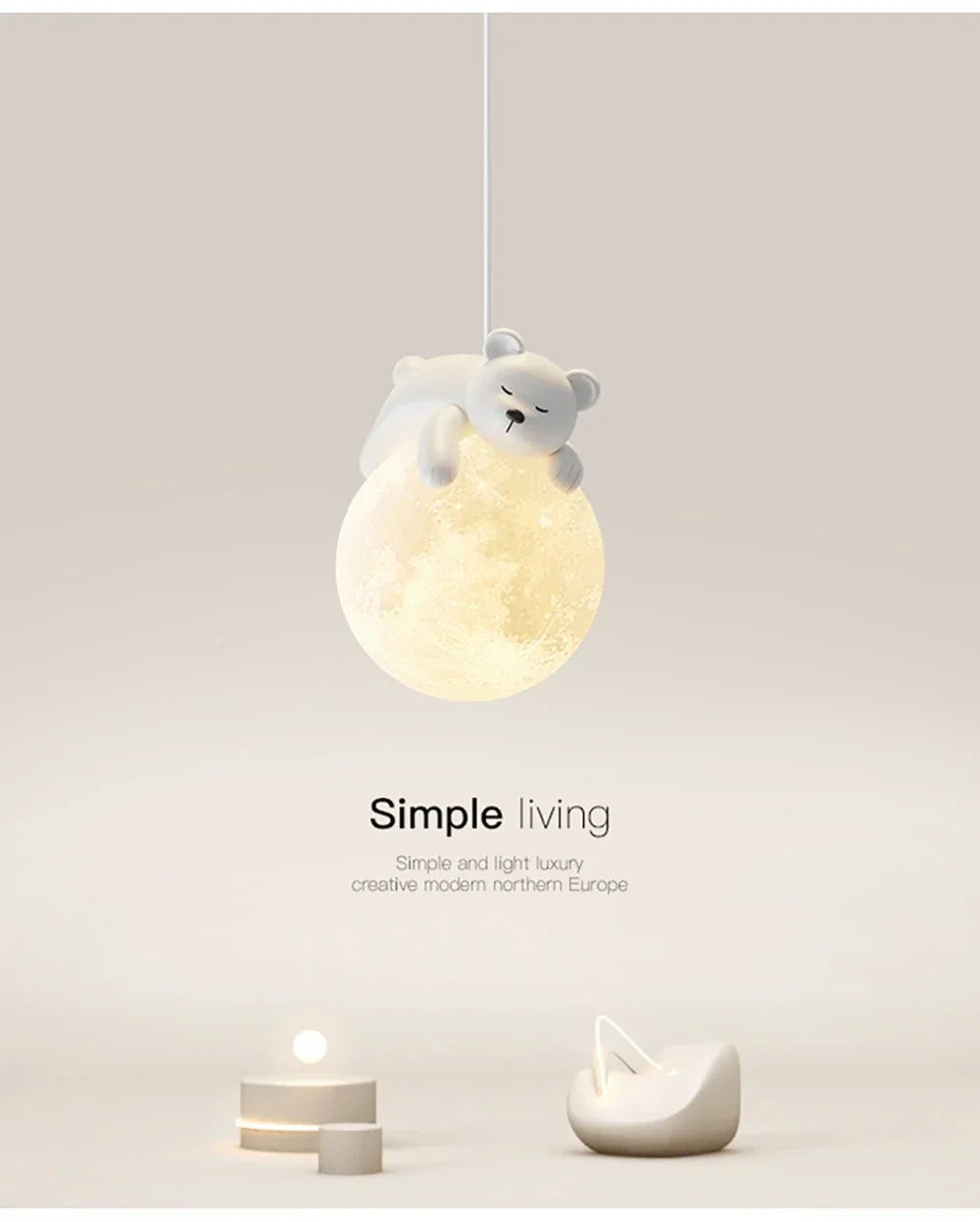 Nordic Little Cute Rabbit LED Pendant Lamp for Dining Rooms, Children's Bedrooms, and Bedside Spaces