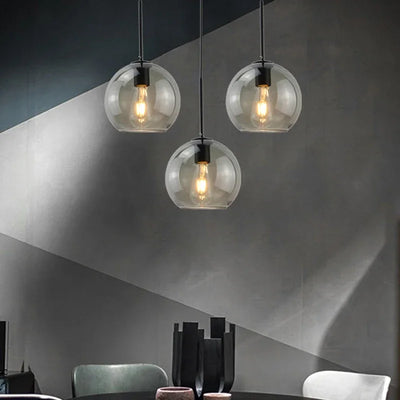 Nordic Smoke Gray Glass Pendant Light for Restaurant Café, and Bar Decoration