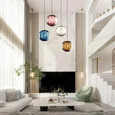 Modern Water Pattern Ball Pendant Light Creative Glass Chandelier - Single Head for Bedside, Bedroom Lamp