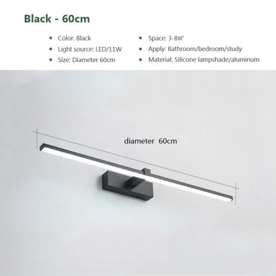 Modern LED Wall Lamp - Sleek Bathroom Mirror Light with Three Color Options