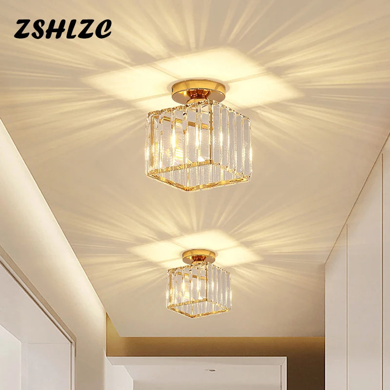 Modern Crystal LED Chandelier for Aisles, Hallways, and Rooms - Stylish Ceiling Light Fixture