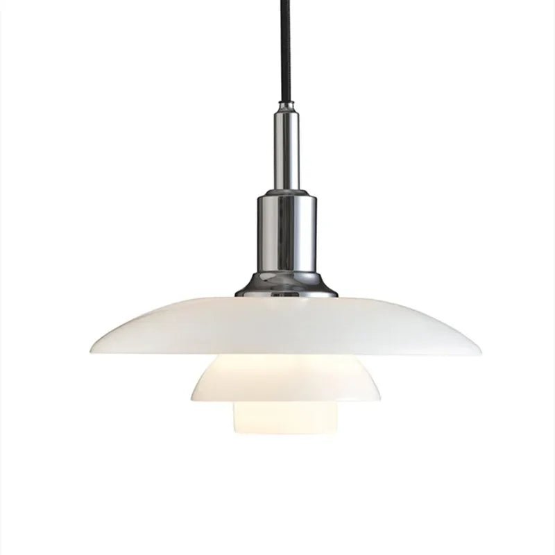 Danish Designer Glass Pendant Light - Gold Chrome Hanging Lamp