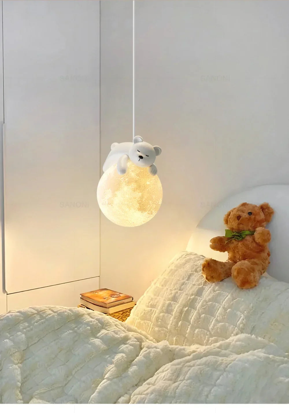 Nordic Little Cute Rabbit LED Pendant Lamp for Dining Rooms, Children's Bedrooms, and Bedside Spaces