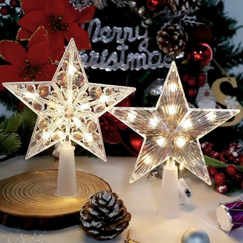 15cm LED Christmas Tree Star Topper Warm White Light Decoration for Home and Holiday 2025 Xmas Tree Décor