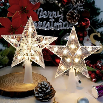 15cm LED Christmas Tree Star Topper Warm White Light Decoration for Home and Holiday 2025 Xmas Tree Décor
