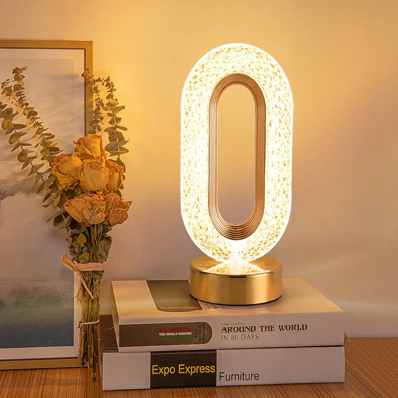 Crystal LED Table Lamp: Dimmable, USB Charging, Touch & Remote Control