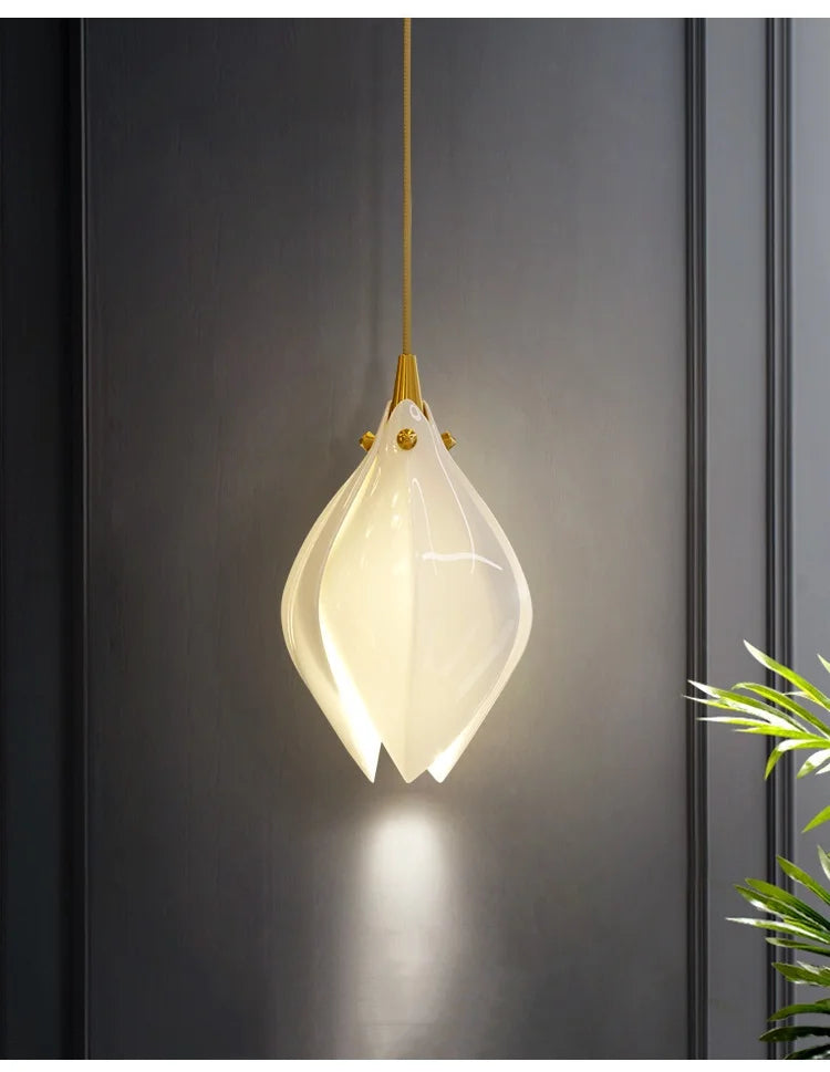 Modern Magnolia Long Pendant Light Ceramic LED for Staircase, Living Room, Dining Room, and Bedroom