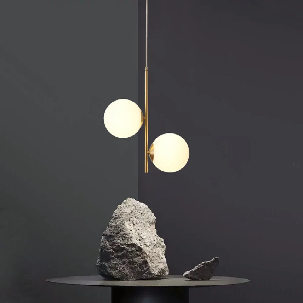 Modern Luxury Coppery Restaurant Pendant Light: Nordic Designer Creative Acrylic Ball G9 Hanging Lamp