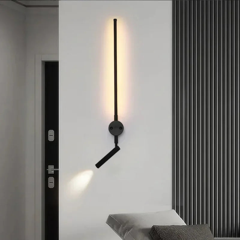 Modern LED Wall Lamp with Switch, Bedroom Stairs Hallways Dining Living Room Nordic Art Background Decor Black Lights Bathroom
