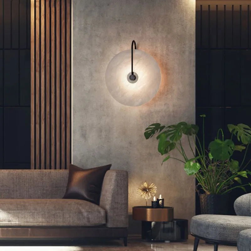 Modern Art Stone LED Wall Lamp for Bedroom, Study, and Living Spaces