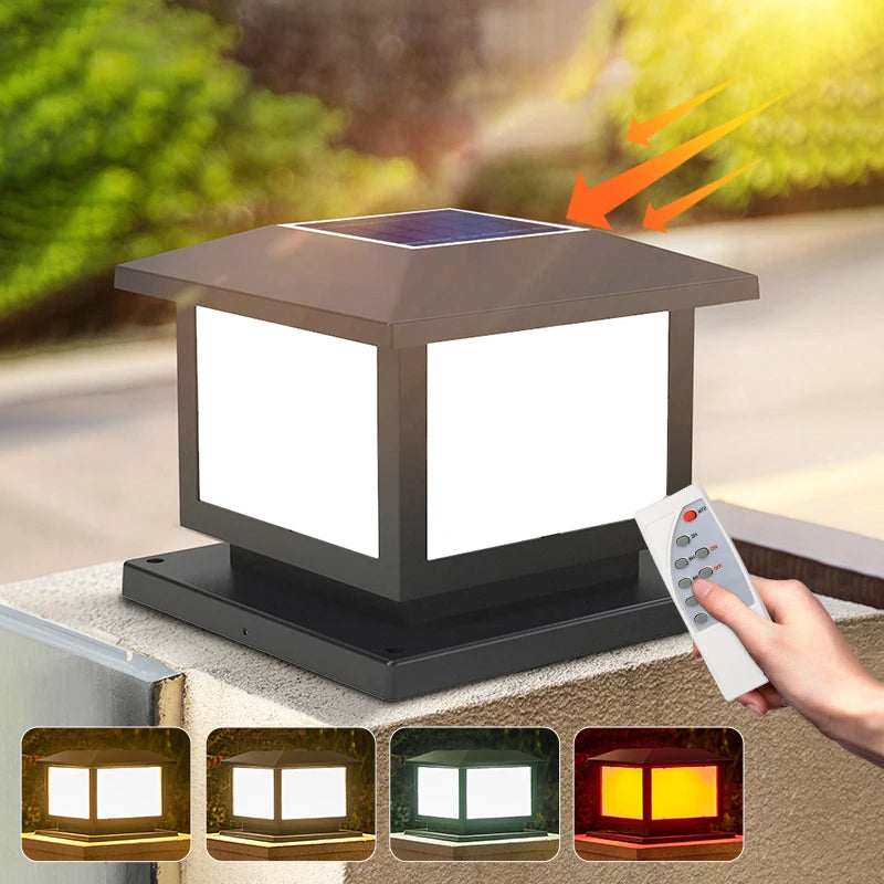 Timed LED Solar Pillar Light – Waterproof Outdoor Garden Lamp