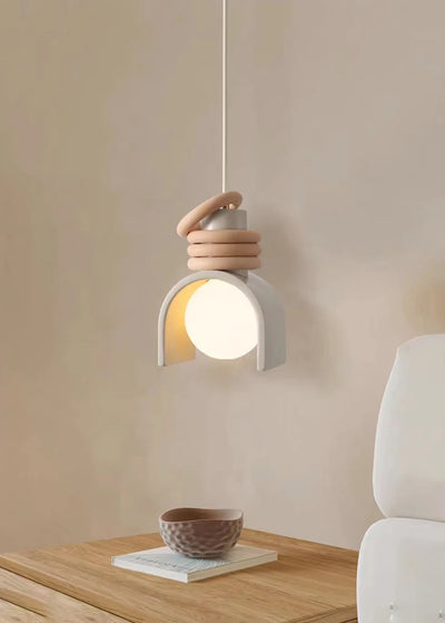 Creative LED Pendant Lamp with Orange and White Resin for Indoor Bedroom and Dining Room