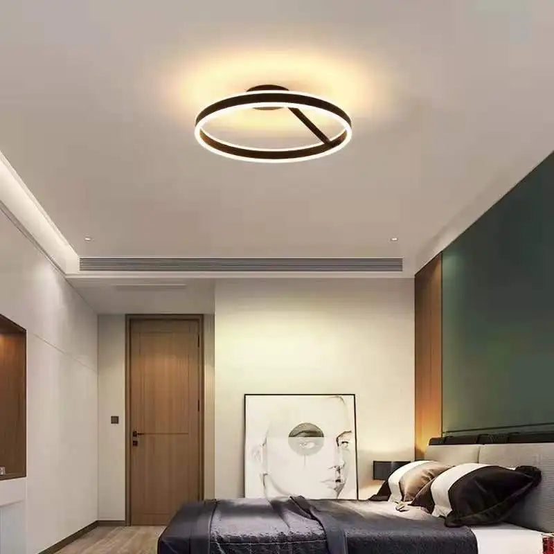 Nordic Ring LED Ceiling Chandelier: Dimmable Fixture for Dining and Living Rooms, Bedroom Pendant Light Decor