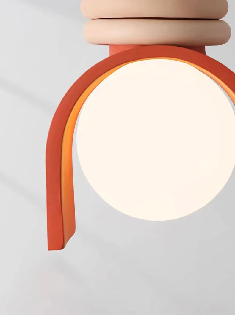 Creative LED Pendant Lamp with Orange and White Resin for Indoor Bedroom and Dining Room