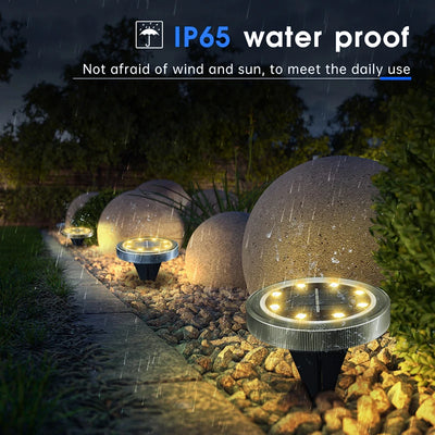 Solar Powered Ground Lights: IP65 Waterproof LED Disk Lights for Non-Slip Landscape Path Lighting on Patio Lawn