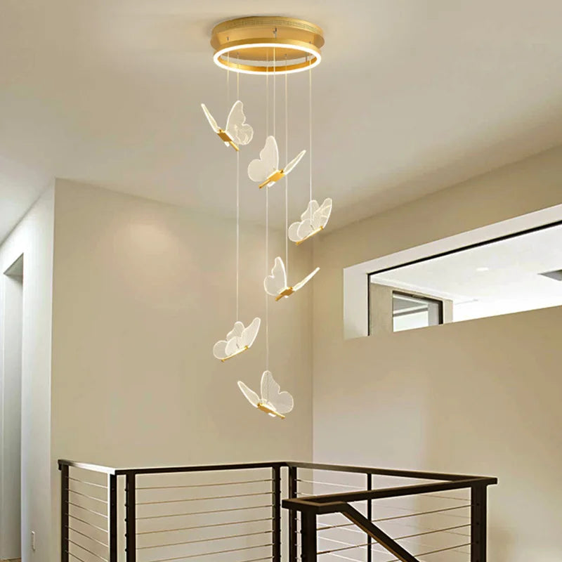 Nordic Butterfly Luxury Chandeliers - Adjustable Pendant Lights for Living Room and Bedroom