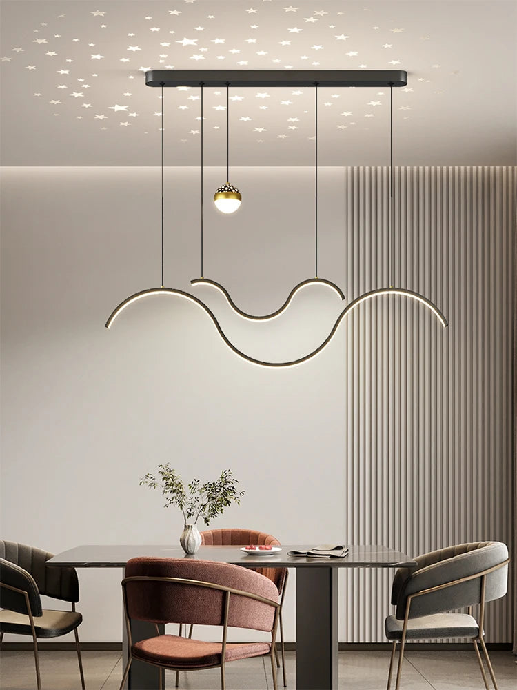 Modern LED Starry Sky Pendant Lamp for Living Room Dining Table Kitchen Bar Adjustable Line Remote Control