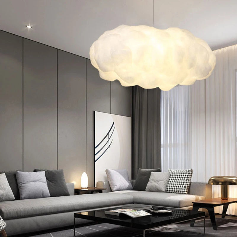 Modern White Floating Cloud Pendant Light - Elegant Chandelier for Dining Table, Restaurant