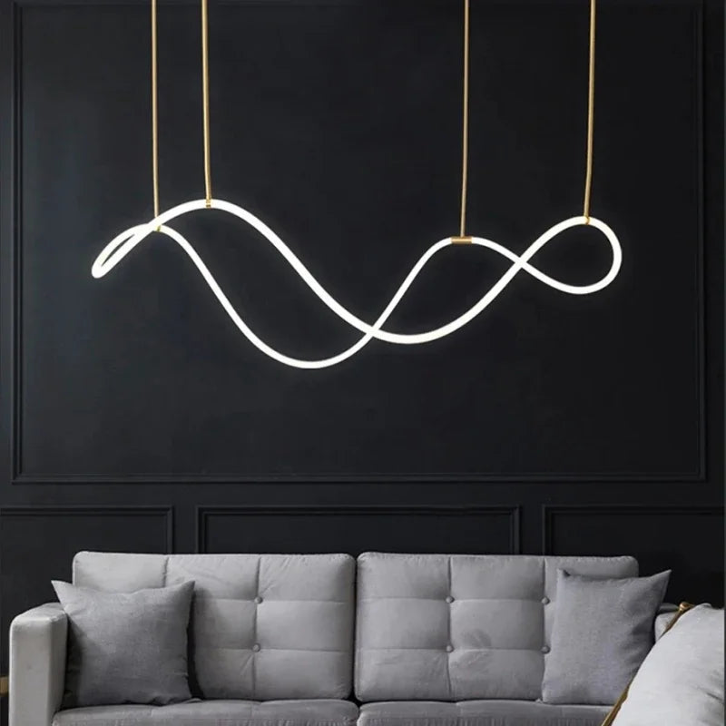 Modern Long Hose LED Chandelier - Minimalist Art Decor Indoor Lighting Fixture