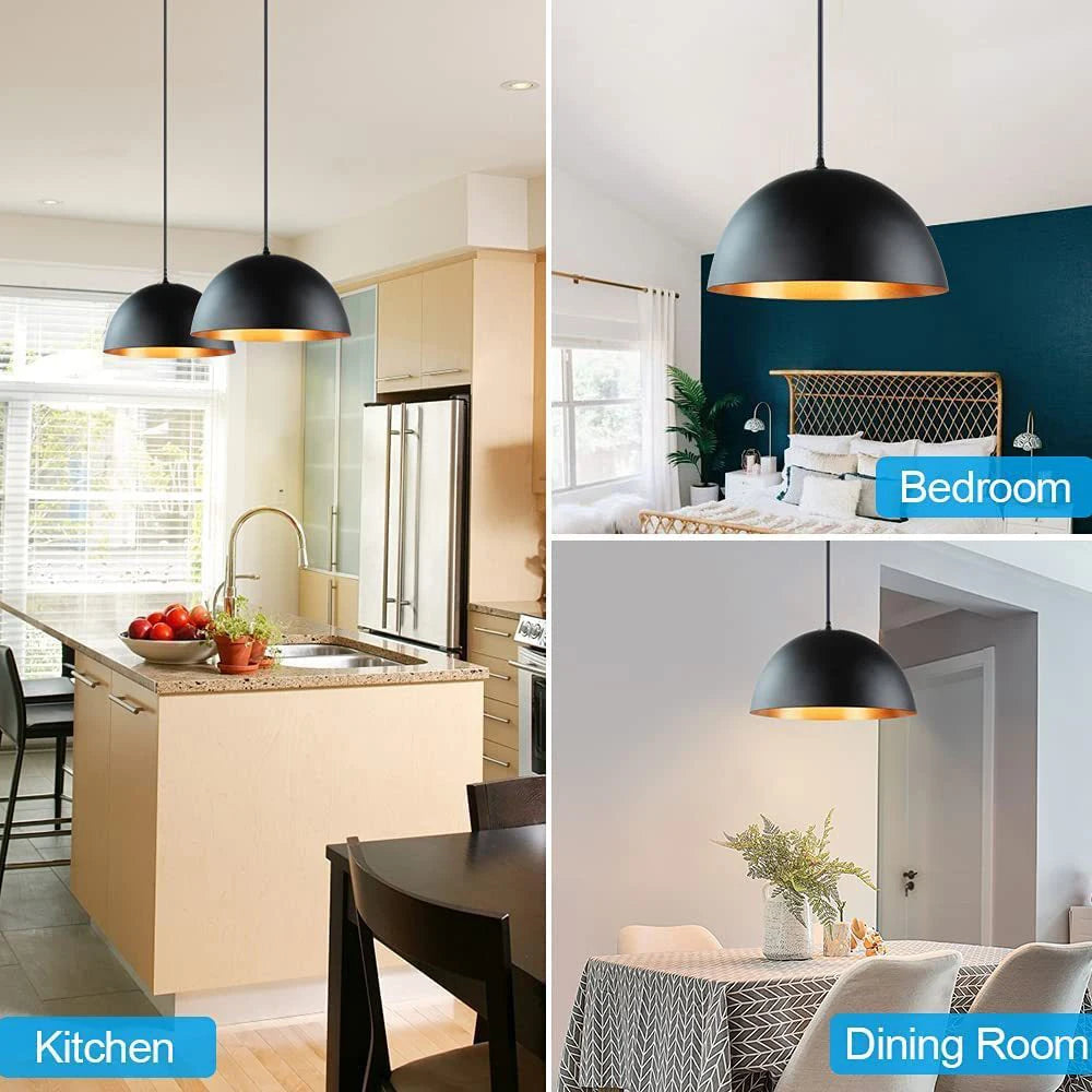 Loft Retro Restaurant Pendant Lights: Semicircle Aluminum Lampshade Ideal for Kitchen, Bar Decor - Hanging Lamp Fixtures