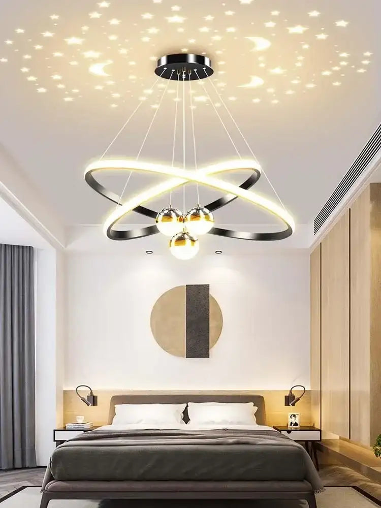 Modern Rings Ceiling Chandelier - Adjustable Starry Sky Lighting for L ...