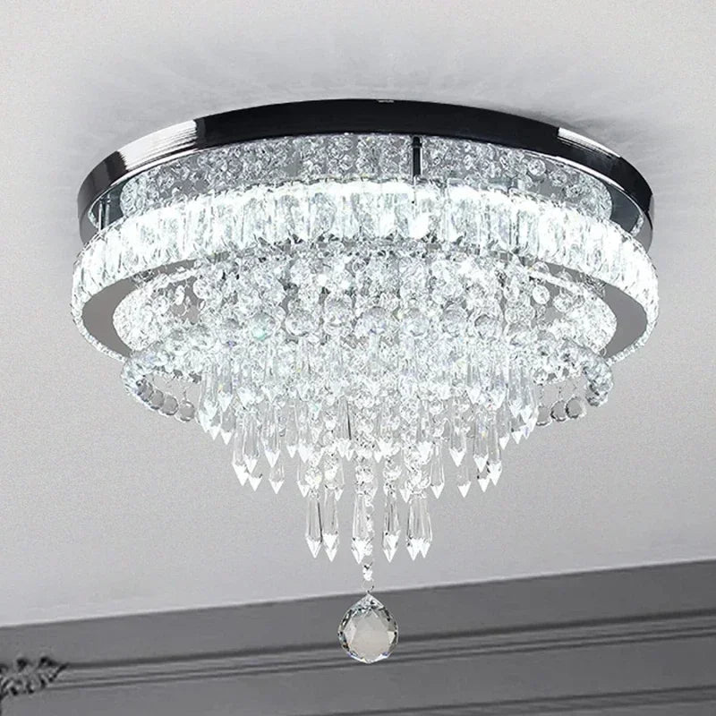 Modern Minimalist Circular Crystal Chandelier - High-End Home Decor Lighting Fixture for Living Room, Restaurant, Corridor