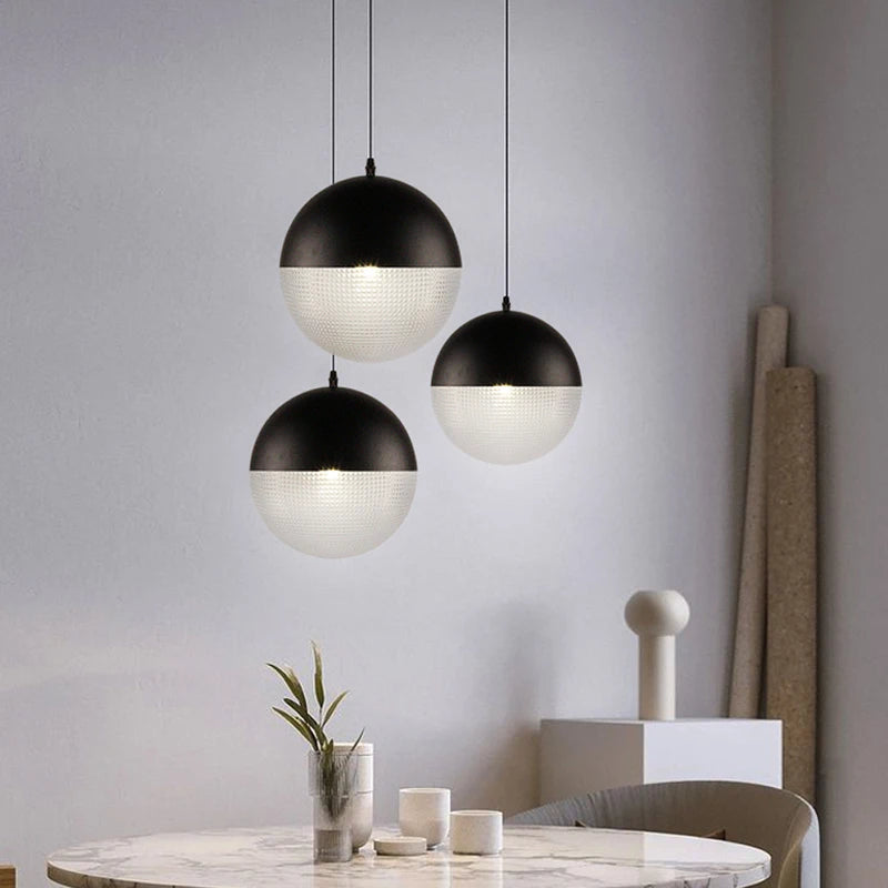 Modern LED Pendant Light Minimalist Spherical Glass Hanging Lamps