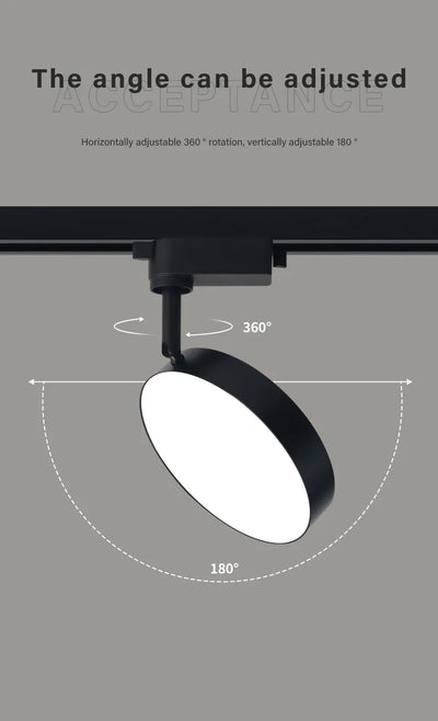 Aluminum 360° Adjustable Round LED Track Light Light for Clothing Stores and Homes