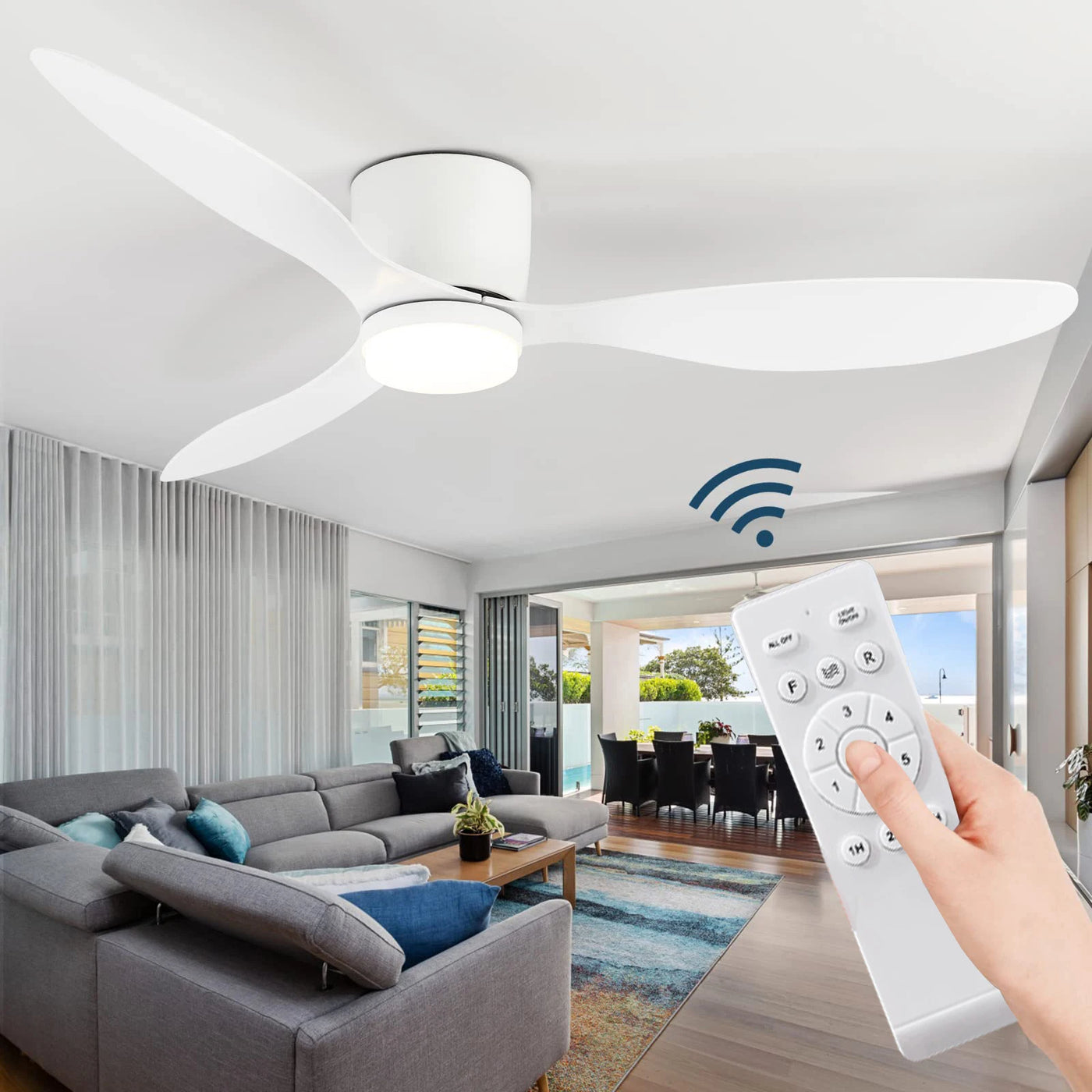 Low Floor Modern Ceiling Fan With LED Light: Remote Control, Simple Design