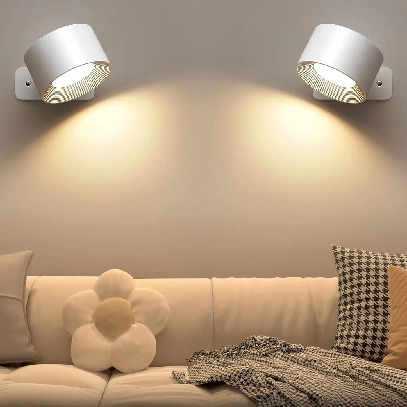 Rechargeable LED Indoor Wall Lamps - Adjustable 360° Rotation for Modern Nordic Bedroom Decor