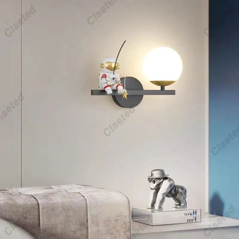 LED Star Astronaut Projection Wall Lamp Creative Lighting Fixture for Children's Rooms