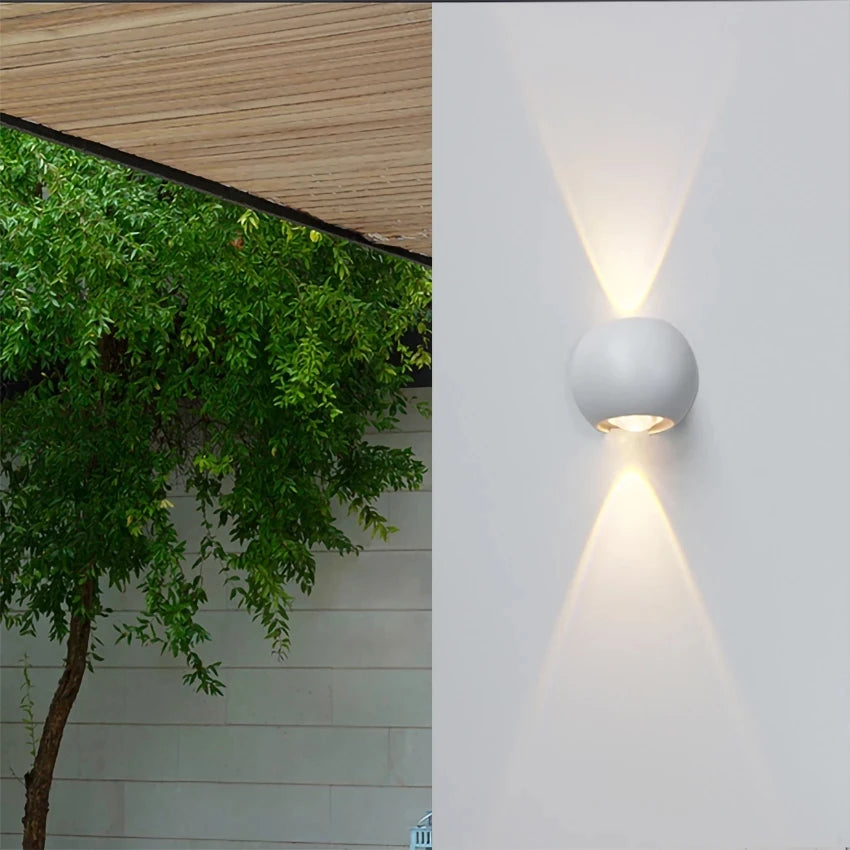 Modern Waterproof Round Ball LED Outdoor Wall Lamp - Up and Down Light Fixture