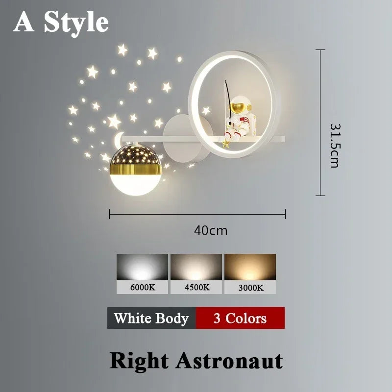 Star Astronaut Projector Wall Light for Children's Living Room Wall Lamp