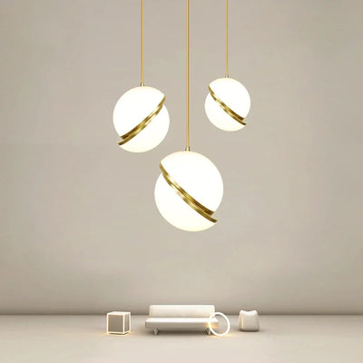 Modern Misplaced Ball LED Pendant Lights for Living Room, Kitchen, Bedroom, Restaurant, and Bedside Gold Hanging Lamp