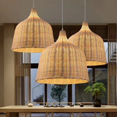 Hand-Knitted Bamboo Pendant Lamp: Chinese Style Weaving Hanging Lamps for Restaurant Home Decor Lighting Fixtures