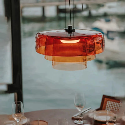 Nordic Minimalist Color Glass Shade LED Ceiling Chandelier for Restaurant, bar and Café